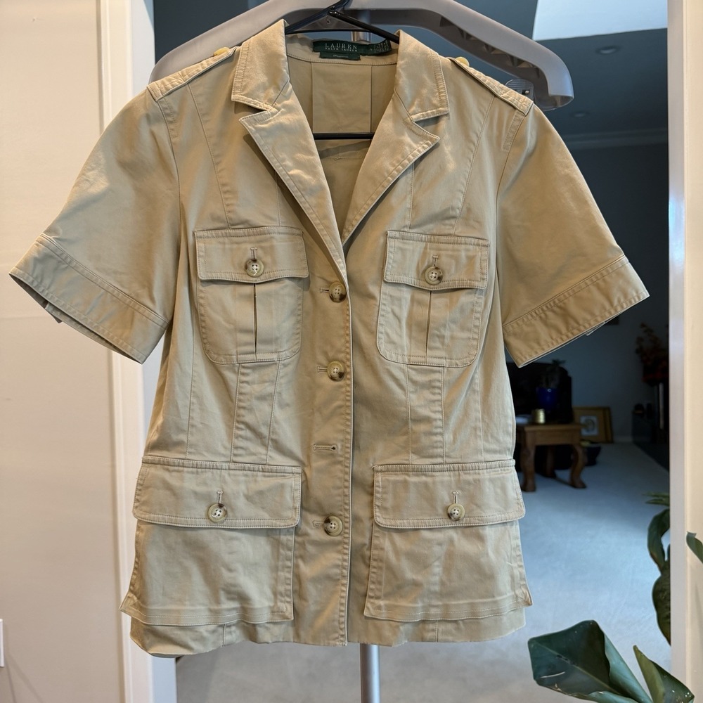 VtgLauren Ralph Lauren Premium Women's Safari Utility Short Sleeve Blazer Jacket